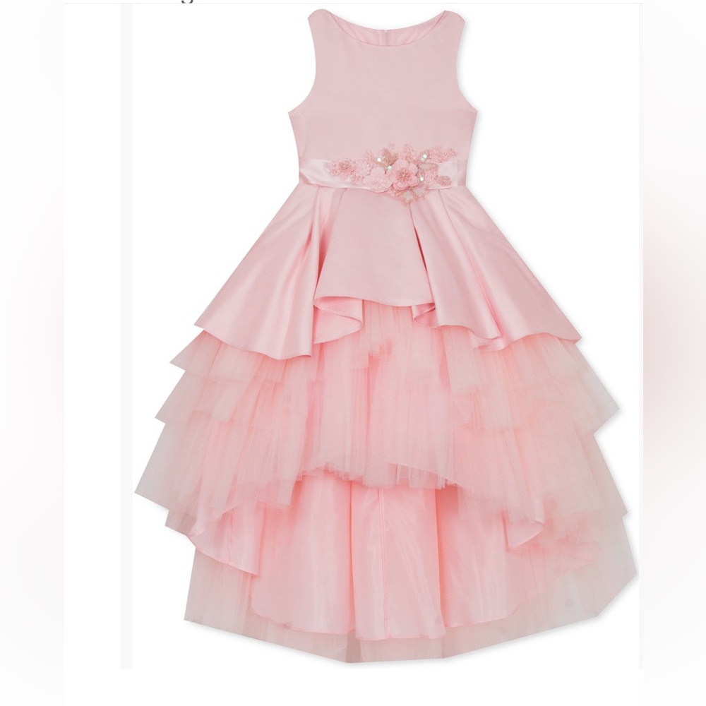 Rare Editions Kids' Big Girls Satin & Tulle Embellished Gown - Picture 2 of 6